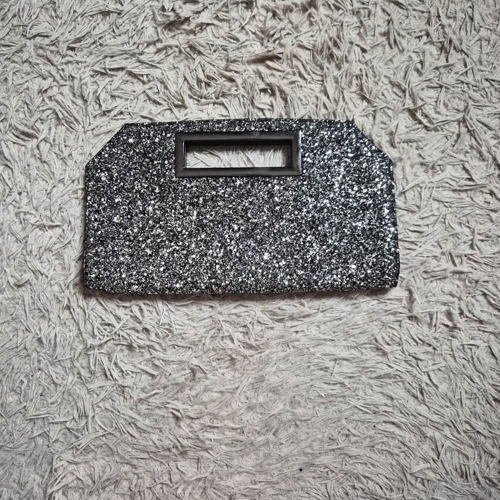 Express Clutch Purse Glitter Silver Sparkly Evening Dress Party Events Holidays